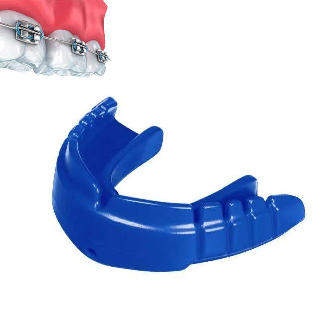 

Капа OPRO Snap-Fit FOR BRACES Electric Blue+Strap (art.002318003), Синий