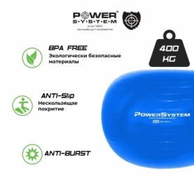 Мяч для фитнеса (фитбол) 65 см Power System PS-4012, синий - Фото №6