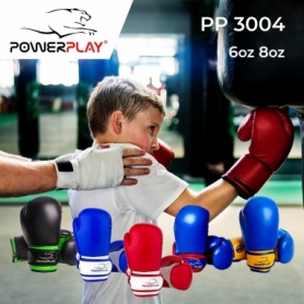 Перчатки боксерские PowerPlay 3004 JR (PP_3004JR_Blue/White) - сине-белые - Фото №8