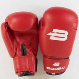 Перчатки боксерские BoyBo Basic кожзаменитель, красный SF1-43 - Фото №5