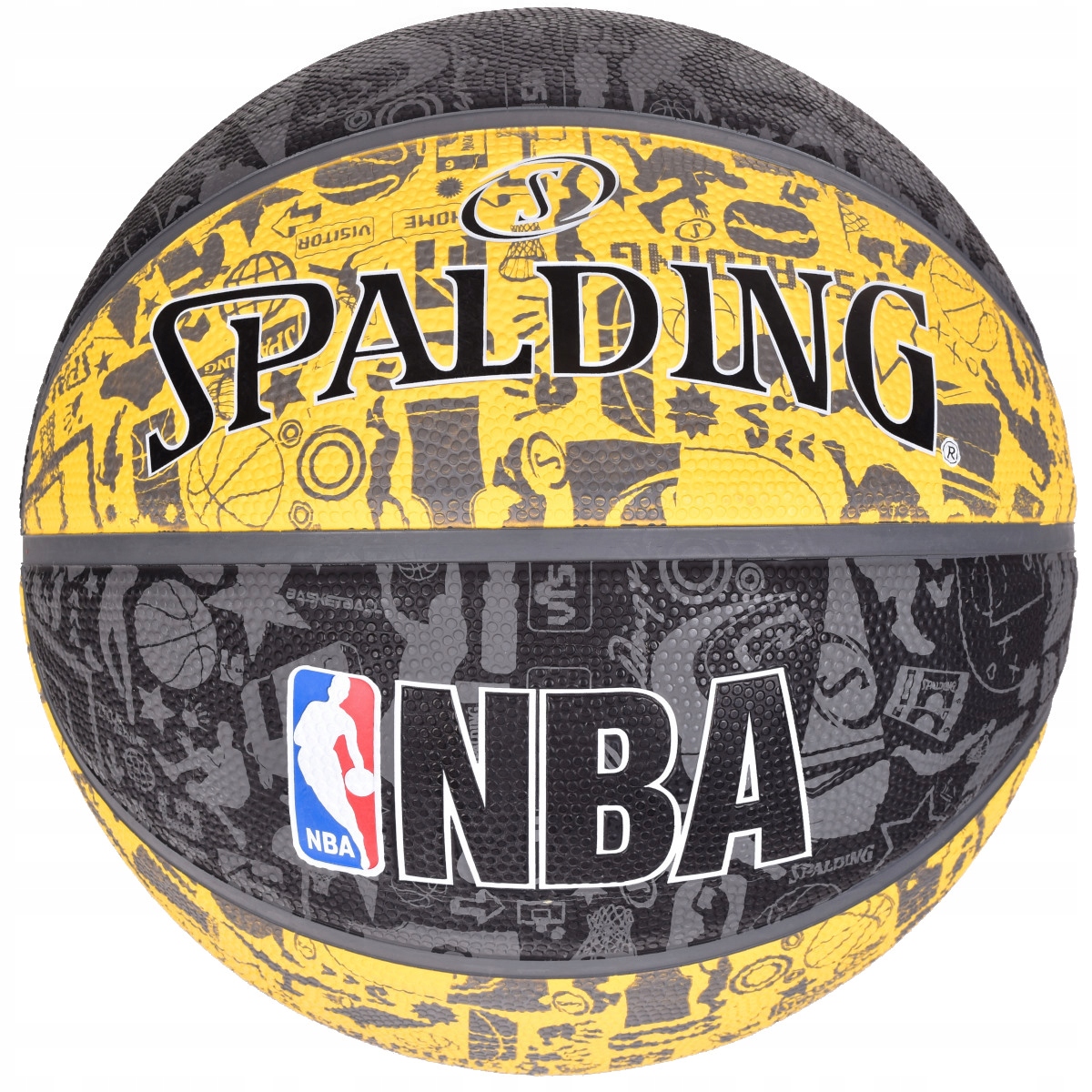 

Мяч баскетбольный Spalding NBA Graffiti Outdoor Grey/Yellow (3001551011517), №7, Желтый;серый