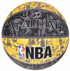 Мяч баскетбольный Spalding NBA Graffiti Outdoor Grey/Yellow (3001551011517), №7 - Фото №2