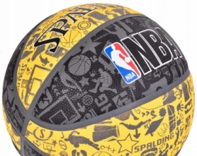 Мяч баскетбольный Spalding NBA Graffiti Outdoor Grey/Yellow (3001551011517), №7 - Фото №3