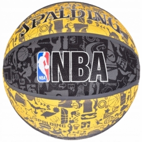 Мяч баскетбольный Spalding NBA Graffiti Outdoor Grey/Yellow (3001551011517), №7 - Фото №4