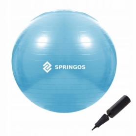 М'яч для фітнесу (фітбол) 55 см Springos Anti-Burst Sky Blue (FB0006)