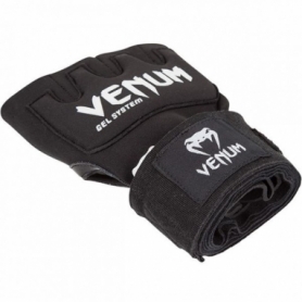 Бинт-перчатки гелевые Venum Kontact Gel Glowe Wraps, черные с белым - Фото №5