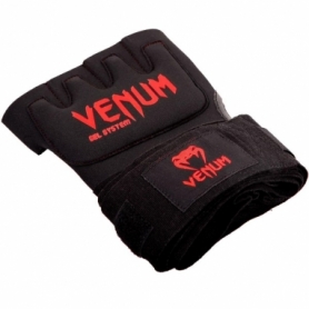 Бинт-перчатки гелевые Venum Kontact Gel Glowe Wraps, черные с красным - Фото №4
