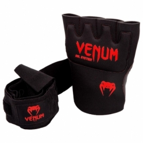 Бинт-перчатки гелевые Venum Kontact Gel Glowe Wraps, черные с красным - Фото №5