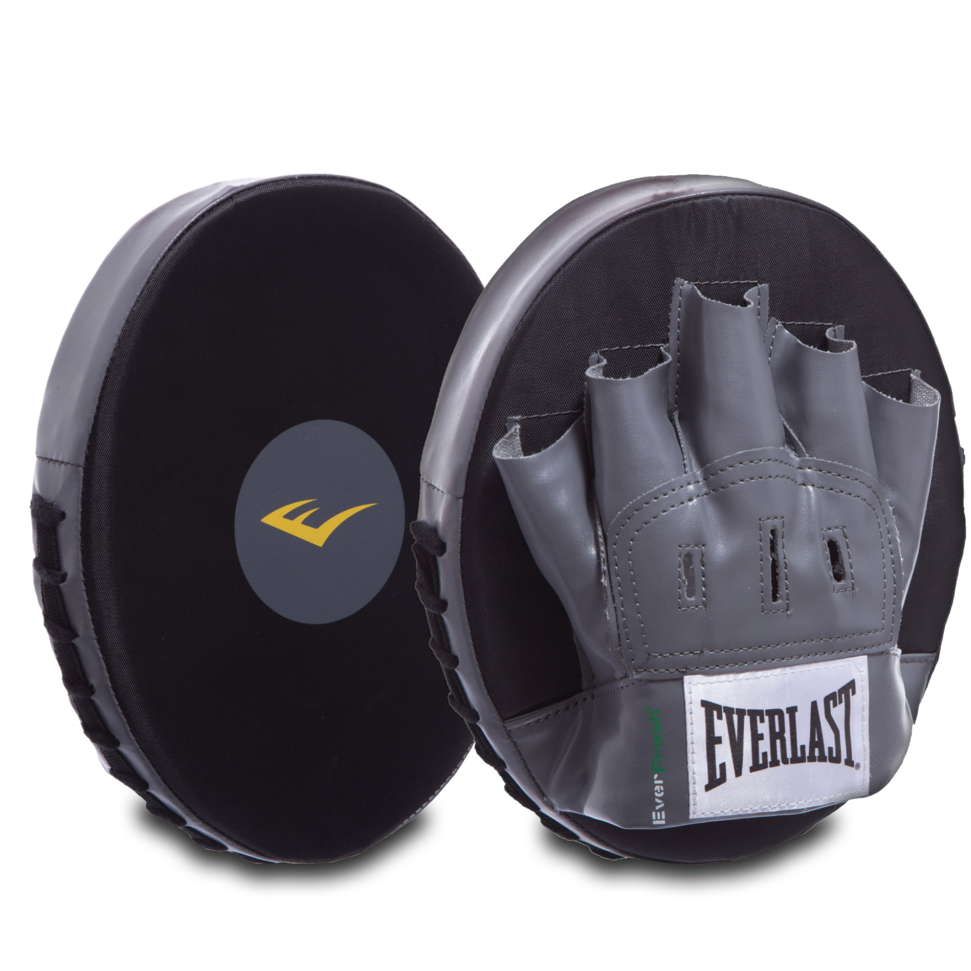 

Лапа прямая круглая кожаная Everlast Punch Mitts, черно-серая, Черный