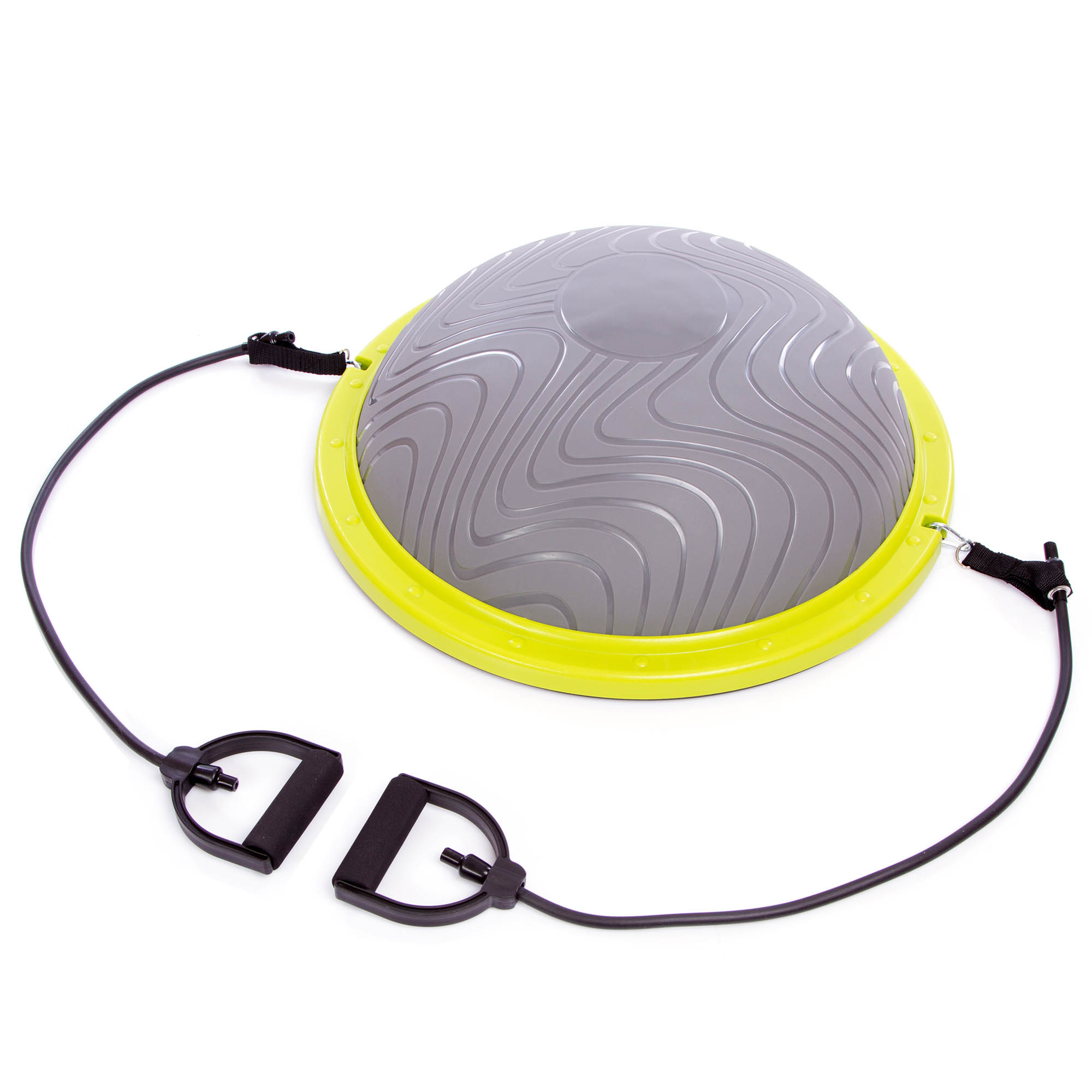 

Платформа балансировочная BOSU с двумя эспандерами (FI-1934) - серая, 60см, Салатовый-серый