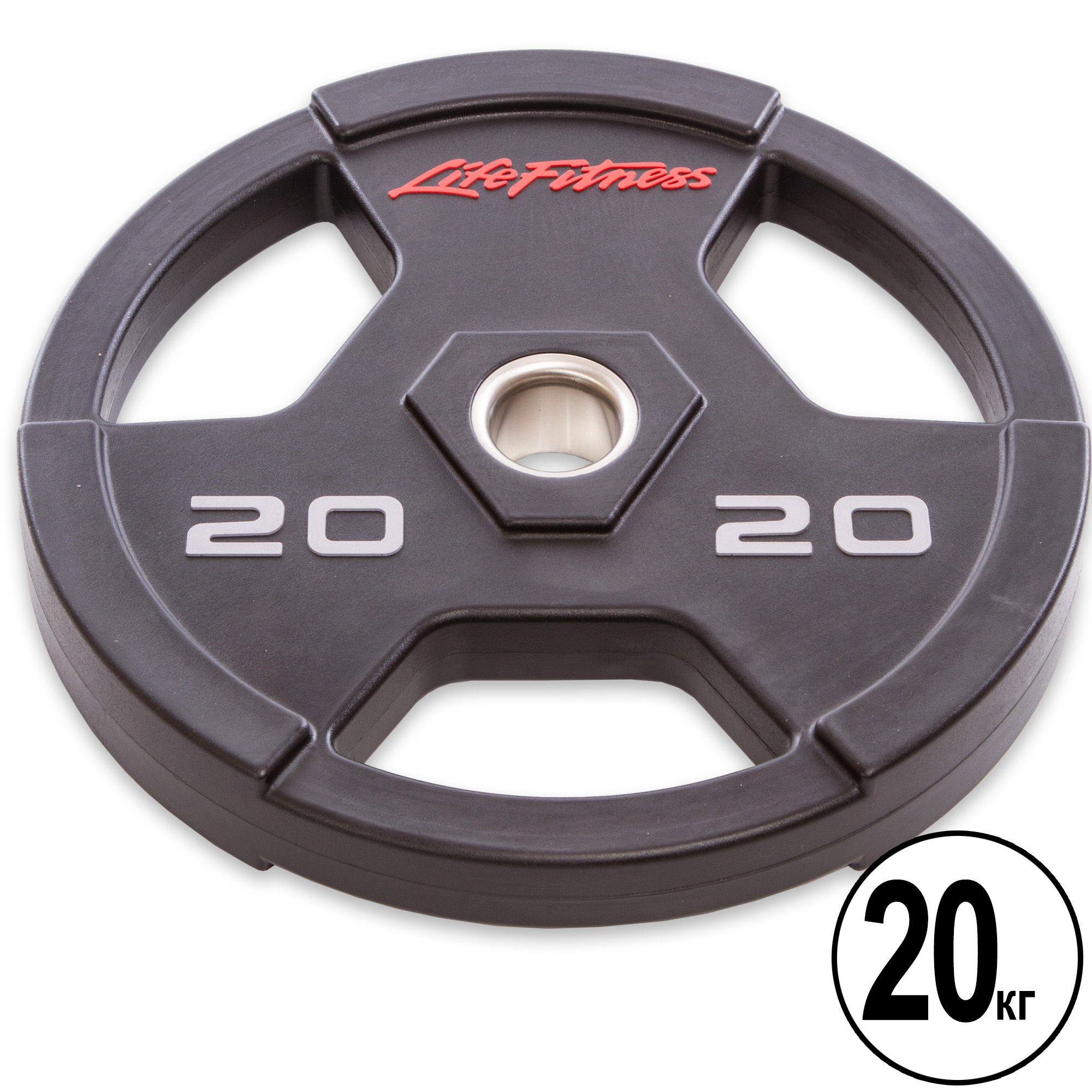 

Диск олимпийский полиуретановый с хватом Life Fitness (SC-80154-20), 20кг, Черный