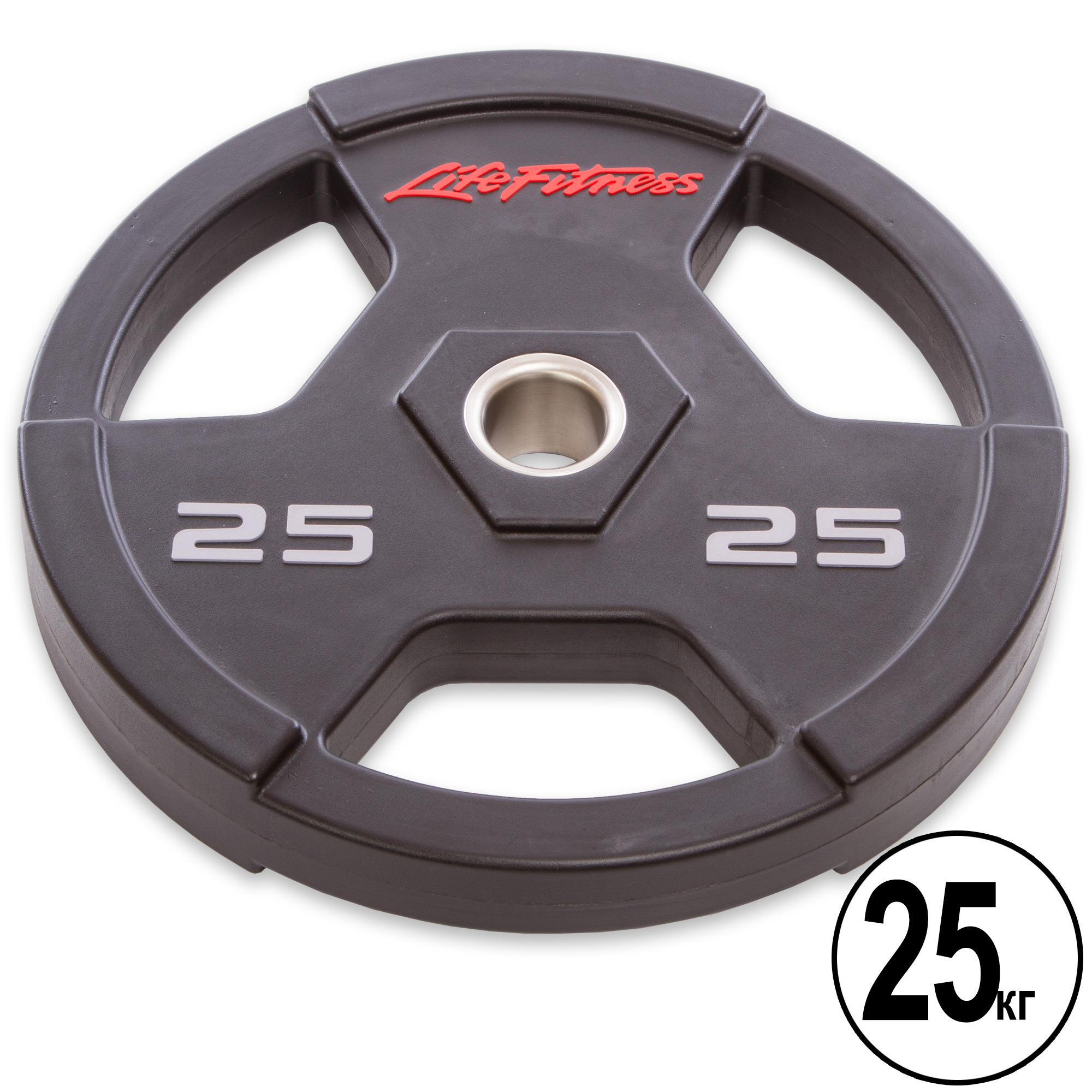 

Диск олимпийский полиуретановый с хватом Life Fitness (SC-80154-25), 25кг, Черный