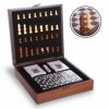 Набор настольных игр 3 в 1 (шахматы, домино, карты) W2650, коричневый