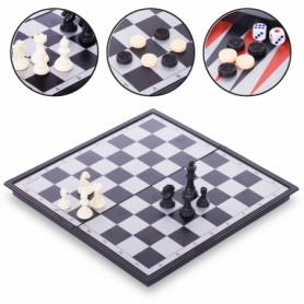Набор настольных игр 3 в 1 (шахматы, шашки, нарды дорожные пластиковые магнитные) 9718, 30х30 см