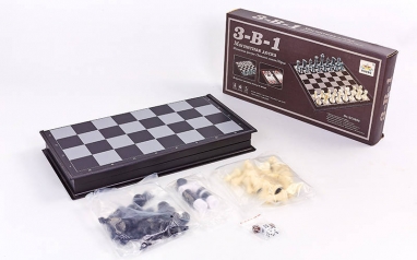Набор настольных игр 3 в 1 (шахматы, шашки, нарды дорожные пластиковые магнитные) SC9800, 47х47 см