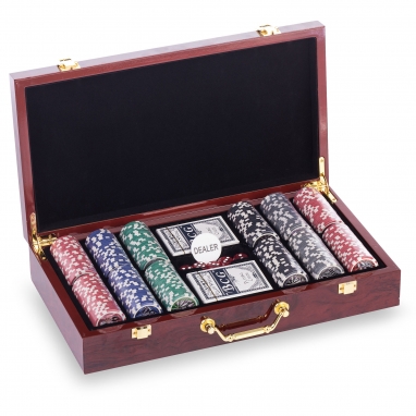 Набор для игры в покер в MDF чемодане Las Vegas W300N на 300 фишек с номиналом