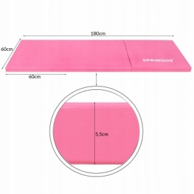 Мат гимнастический складной Springos Pink (FA0061), 180x60x5.5 cм - Фото №5