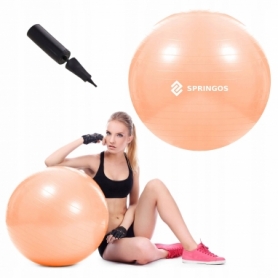 М'яч для фітнесу (фітбол) Springos 55 см Anti-Burst FB0010 Orange - Фото №7