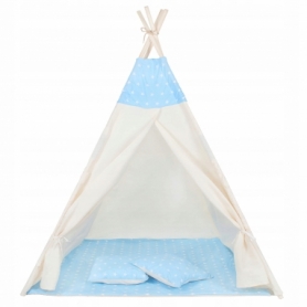 Детская палатка (вигвам) Springos Tipi XXL TIP06 White/Sky Blue - Фото №7