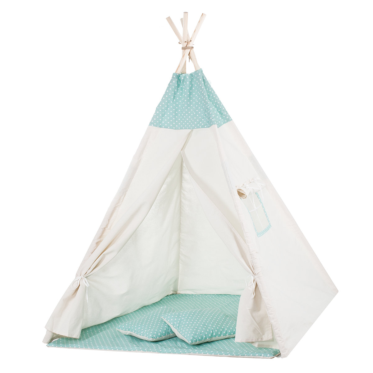 

Детская палатка (вигвам) Springos Tipi XXL TIP04 White/Mint, Мятный
