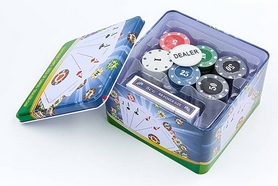 Набор для игры в покер в металлической коробке на 120 фишек с номиналом IG-6893 - Фото №2