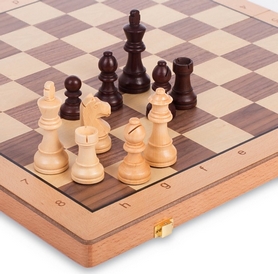 Набор настольных игр 2 в 1 (шахматы, шашки) деревянный W9052, 52x52 см - Фото №2
