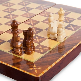 Набор настольных игр 3 в 1 (шахматы, шашки, нарды) MDF 7788C, 39х39 см - Фото №5