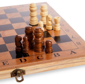 Набор настольных игр 3 в 1 (шахматы, шашки, нарды деревянные) S2414, 11х11 см - Фото №5