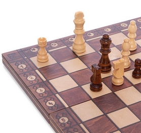 Набор настольных игр 3 в 1 (шахматы, шашки, нарды деревянные с магнитом) W7704H, 39х39 см - Фото №2