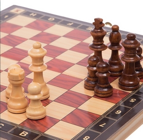 Набір настільних ігор 3 в 1 (шахи, шашки, нарди дерев'яні з магнітом) ZC024A, 24х24 см - Фото №2