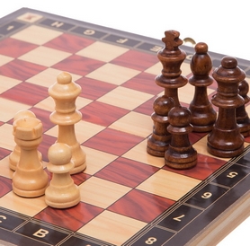 Набор настольных игр 3 в 1 (шахматы, шашки, нарды деревянные с магнитом) ZC034A, 34х34 см - Фото №2