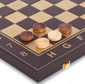 Набор настольных игр 3 в 1 (шахматы, шашки, нарды кожзам) L3508, 34х34 см - Фото №3