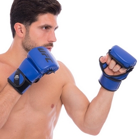 Перчатки гибридные для единоборств ММА PU UFC Contender UHK-69147 синие, 8 oz - Фото №5