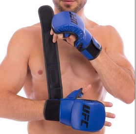 Перчатки гибридные для единоборств ММА PU UFC Contender UHK-69147 синие, 8 oz - Фото №6
