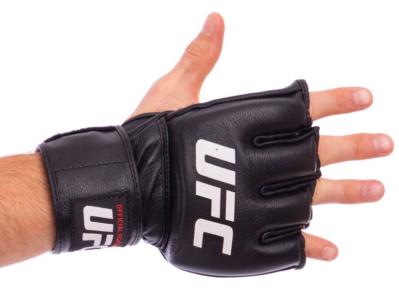 

Перчатки для смешанных единоборств MMA кожаные UFC Pro UHK-69908 черные, Черный
