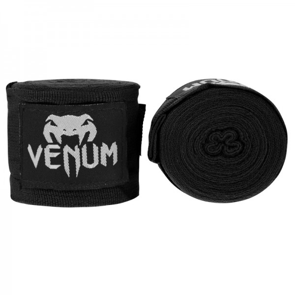 

Бинты боксерские эластичные Venum Original Kontact, черные с белым, Черный