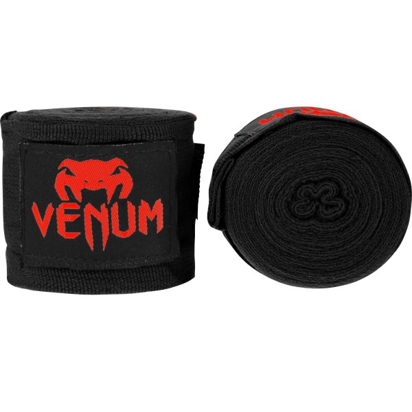 

Бинты боксерские эластичные Venum Original Kontact, черные с красным, Черный