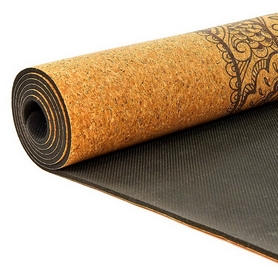 Коврик для йоги (йога-мат) пробковый двухслойный Record (FI-7156-6) - Хамса, 4мм - Фото №2