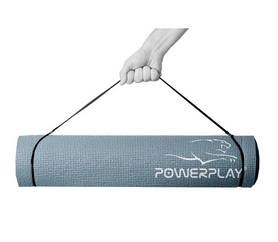 Коврик для йоги и фитнеса PowerPlay (4010) - серый, 173х61х0.6 см - Фото №5