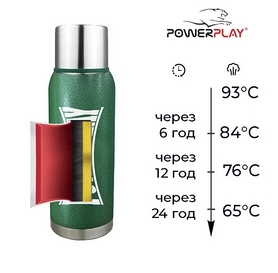 Термос питьевой PowerPlay (9001) - зеленый, 1000 мл - Фото №3