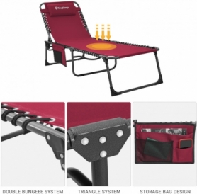 Розкладачка-шезлонг KingCamp Classic Adjustable Cot бордова (KC2019) - Фото №5