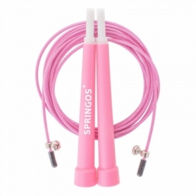 Скакалка скоростная для кроссфита Springos розовая, 3 м (FA0101)