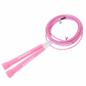 Скакалка скоростная для кроссфита Springos розовая, 3 м (FA0101) - Фото №6