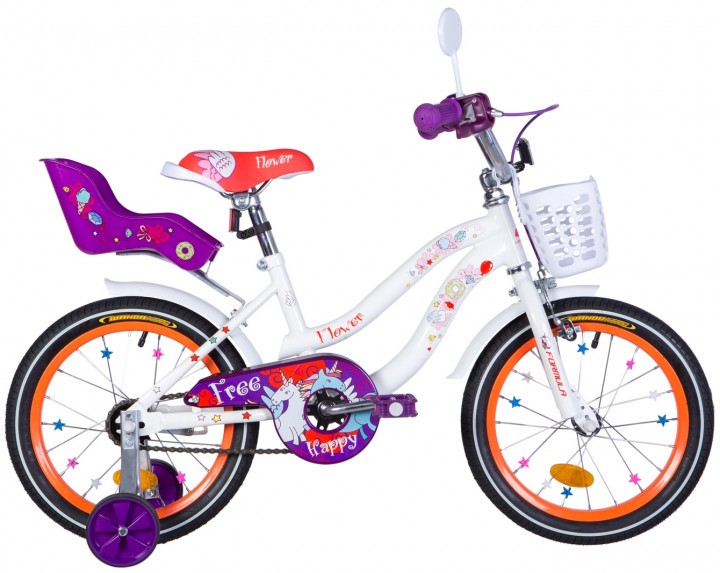 Велосипед детский Formula Flower Premium 2021 16 белый, рама - 9" (OPS-FRK-16-147)