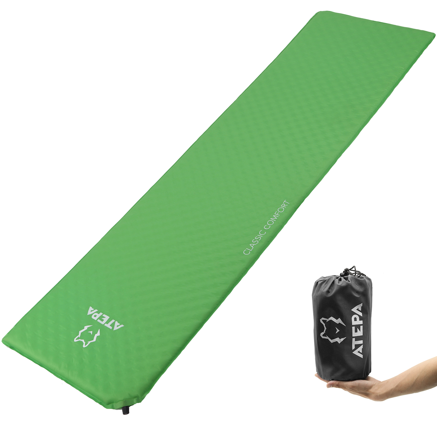 

Коврик надувной Atepa Compact Light Green, 183х51х2,5 см (AM1002), Зеленый