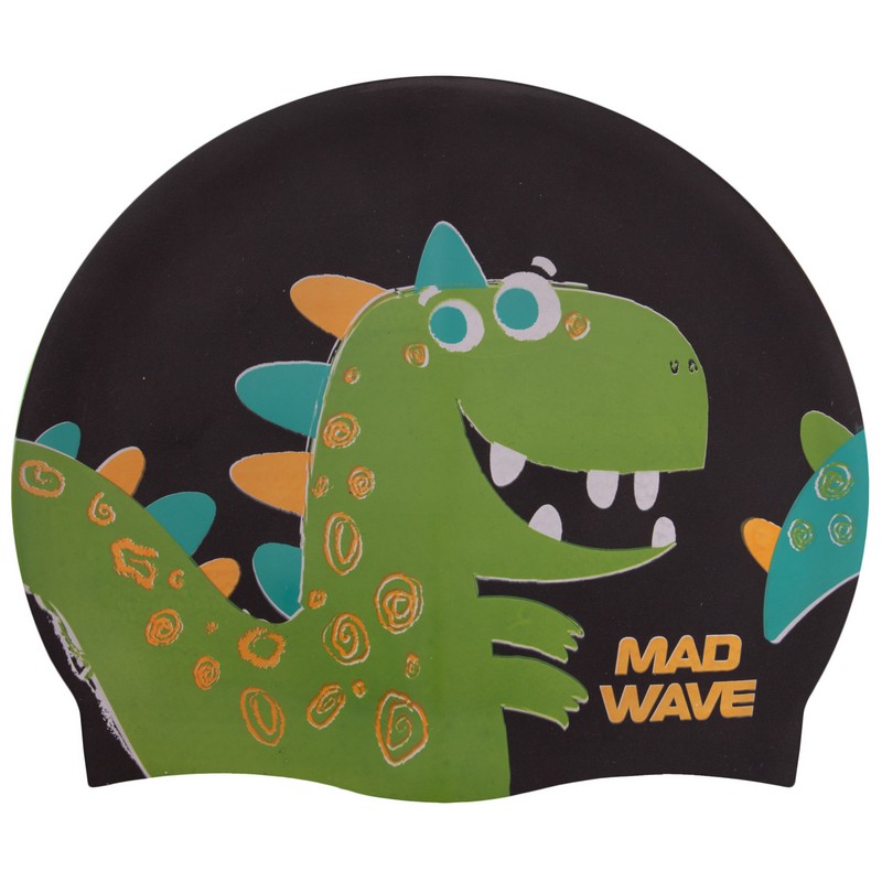 

Шапочка для плавания детская MadWave Junior Dino черная (M057916_BLK), Черный