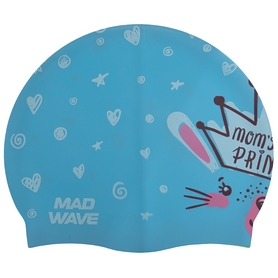 Шапочка для плавания детская MadWave Junior Little Bunny голубая (M057913_CYAN)