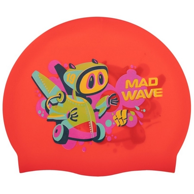 

Шапочка для плавания детская MadWave Junior Mad Bot красная (M057915_RED), Красный