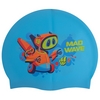 Шапочка для плавания детская MadWave Junior Mad Bot голубая (M057915_CYAN)