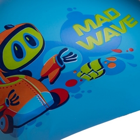 Шапочка для плавания детская MadWave Junior Mad Bot голубая (M057915_CYAN) - Фото №6